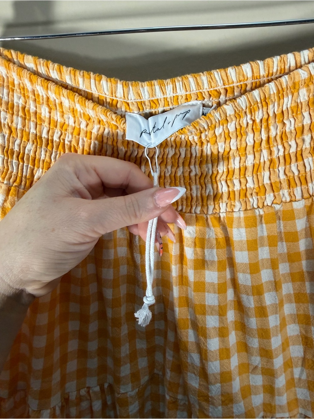 NWOT Petal + Pup Yellow Gingham Cotton Tiered Maxi Skirt Size 8 - Picture 6 of 10